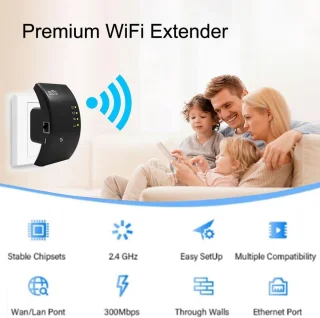 WiFi Versterker Stopcontact Zwart - Router Extender