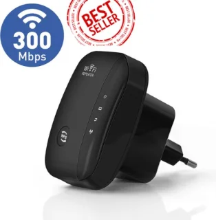 WiFi-versterker stopcontact zwart