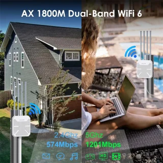 WiFi6 Outdoor Router AX1800 Dual Band 4 Antennes