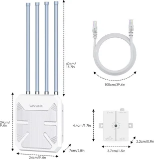 WiFi6 Outdoor Router AX1800 Dual Band 4 Antennes