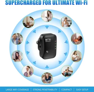 WLFIrepeater 300 WiFi-versterker 2,4 GHz Zwart
