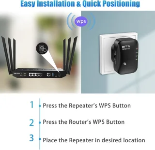 WLFIrepeater 300 WiFi-versterker 2,4 GHz Zwart