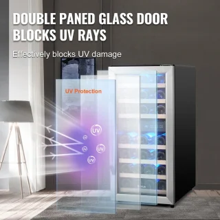 Yoin wijnkoeler - Wijnkoelkast - Wijnklimaatkast - Wijnkoelkasten - 33 flessen - LED display - Zwart/zilver - 2 zones - 95L