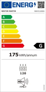 Nestor M - 3 Zone Wijnkoelkast NWX3110GN1 - 110 Flessen - 176 cm - Koolstoffilter