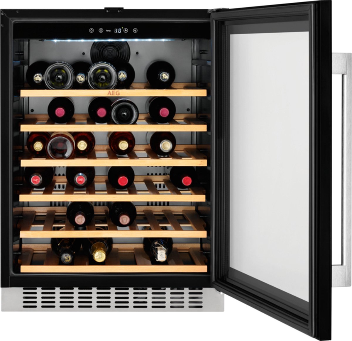 De AEG SWB66001DG Inbouw Wijnkoeler Zwart 52 flessen in één oogopslag