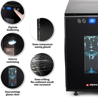 alpina Wijnkoelkast 6 Flessen Zwart