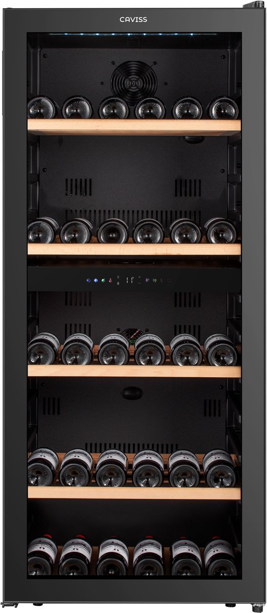 De Caviss C2120CBEG Vrijstaande Wijnkoelkast 120 Flessen Zwart in één oogopslag