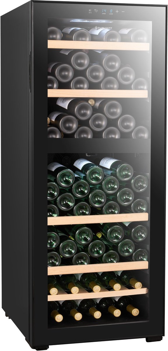 De CEPAGE108DZ wijnklimaatkast vrijstaand 108 flessen 2 zones in één oogopslag
