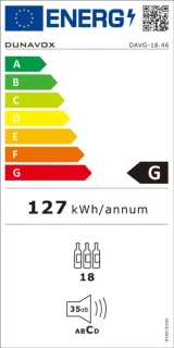 Dunavox Glance-18 inbouw wijnkoelkast 45 cm Push Open