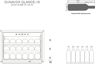 Dunavox Glance-18 inbouw wijnkoelkast 45 cm Push Open