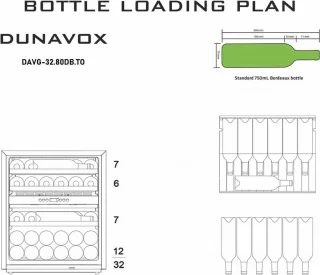 Dunavox Glance-32 Wijnkoelkast 2-Zones 32 Flessen