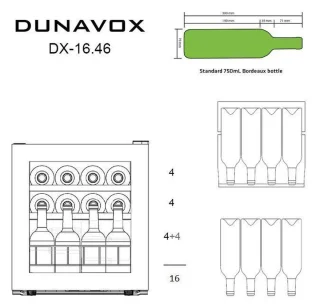 Dunavox Home-16 Wijnkast 15 flessen Glasdeur