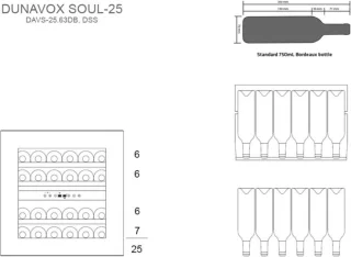 Dunavox Soul-25 Inbouwwijnkoelkast 60cm RVS 25 flessen