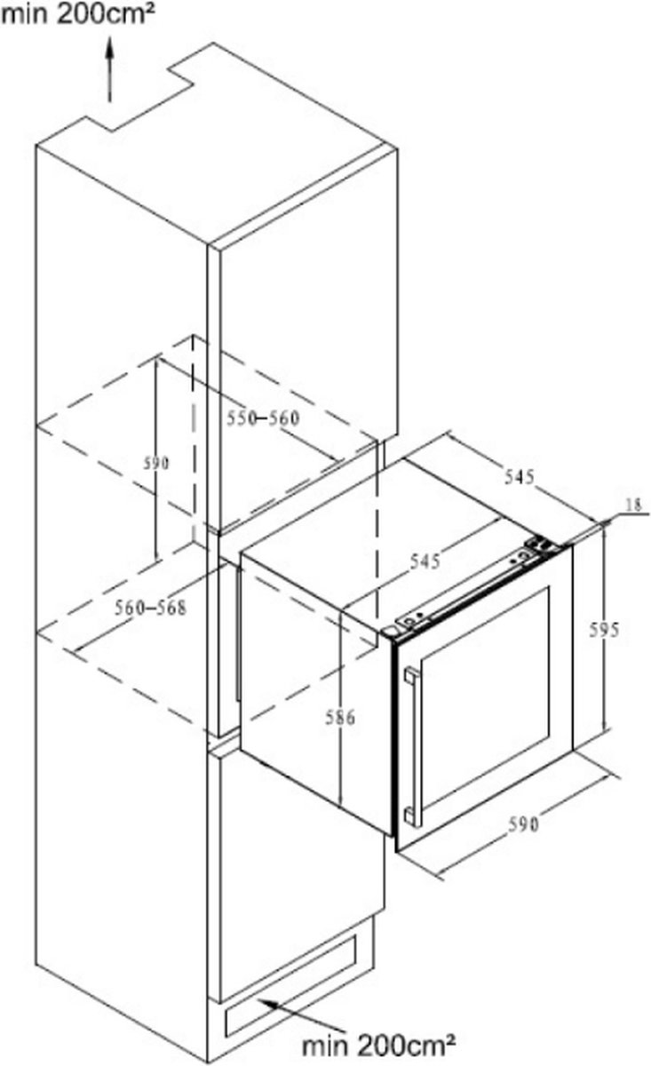 Frilec BERLIN-WS1-36-GTE-012FBL Wijnklimaatkast inbouw 60cm zwart