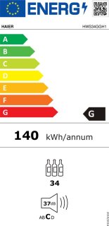 Haier HWS34GGH1 Wijnkoelkast 34 flessen Zwart