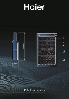 Haier HWS49GA Wijnkoelkast 49 flessen Zwart