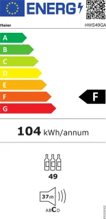Haier HWS49GA Wijnkoelkast 49 flessen Zwart