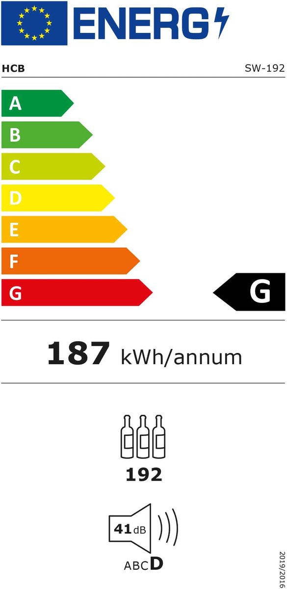 HCB® Wijnkoelkast 192 flessen met houten lades 6821