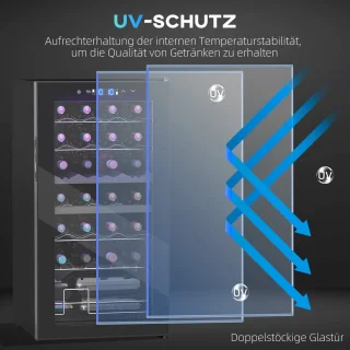 HOMCOM Weinkühlschrank 45L Metall & Hartglas Schwarz