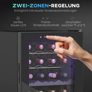 HOMCOM Weinkühlschrank 45L Metall & Hartglas Schwarz