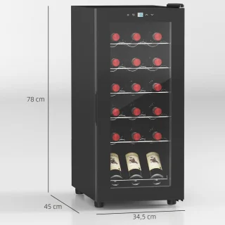HOMCOM Weinkühlschrank Metall 34,5L Schwarz