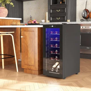 HOMCOM Weinkühlschrank Metall 34,5L Schwarz