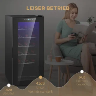 HOMCOM Weinkühlschrank Metall 34,5L Schwarz