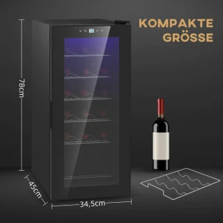 HOMCOM Weinkühlschrank Metall 34,5L Schwarz