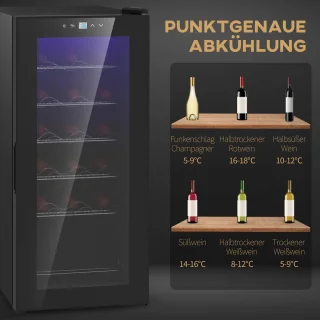 HOMCOM Weinkühlschrank Metall 34,5L Schwarz