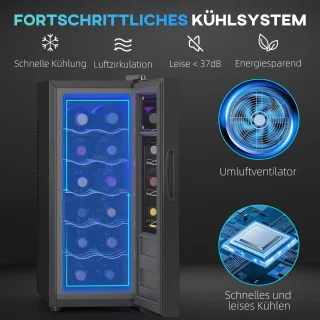 HOMCOM Weinkühlschrank Metall 51,5L Schwarz