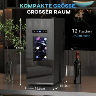 HOMCOM Weinkühlschrank Metall 51,5L Schwarz