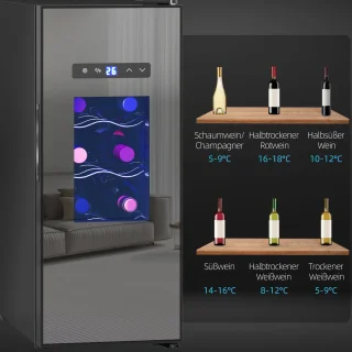 HOMCOM Weinkühlschrank Metall 51,5L Schwarz