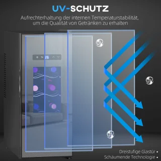 HOMCOM Weinkühlschrank Metall 51,5L Schwarz