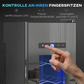 HOMCOM Weinkühlschrank Metall 51,5L Schwarz