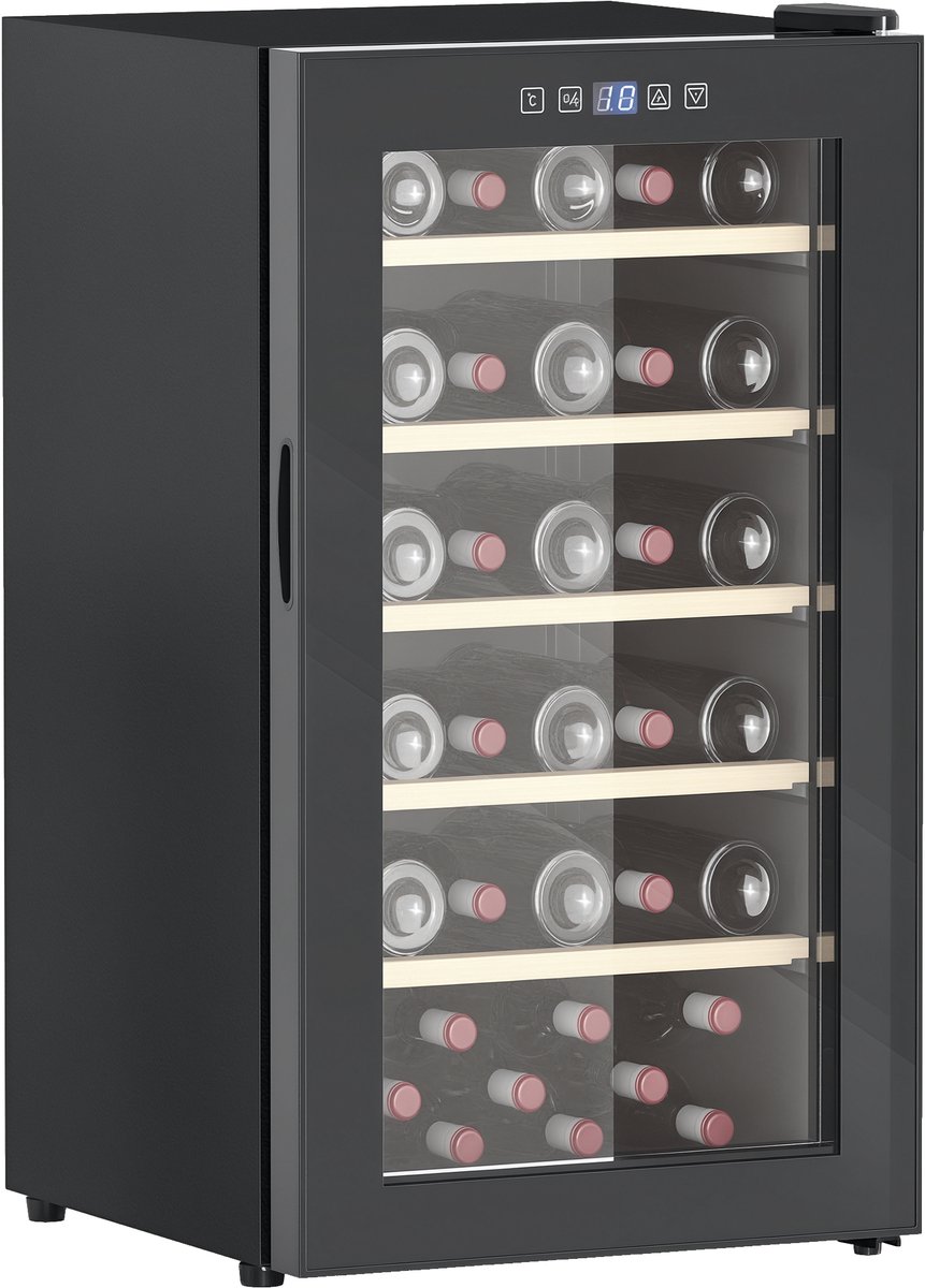 De HOMCOM Weinkühlschrank Metall Hartglas 53,8L Schwarz in één oogopslag