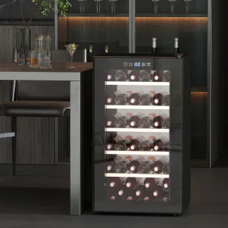 HOMCOM Weinkühlschrank Metall Hartglas 53,8L Schwarz
