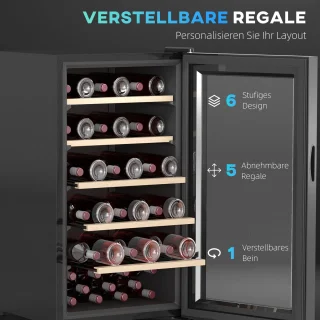 HOMCOM Weinkühlschrank Metall Hartglas 53,8L Schwarz
