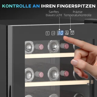 HOMCOM Weinkühlschrank Metall Hartglas 53,8L Schwarz