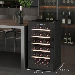 HOMCOM Weinkühlschrank Metall Hartglas 53,8L Schwarz