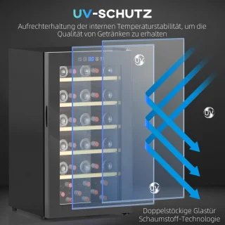 HOMCOM Weinkühlschrank Metall Hartglas 53,8L Schwarz