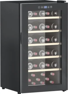 HOMCOM Weinkühlschrank Metall Hartglas 53,8L Schwarz