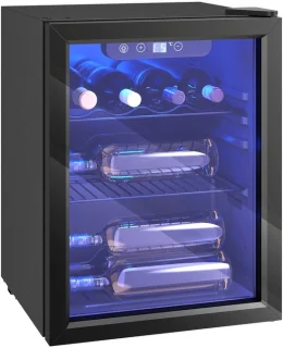 HOMCOM wijnkoeler – staal, veiligheidsglas – 43 l – zwart