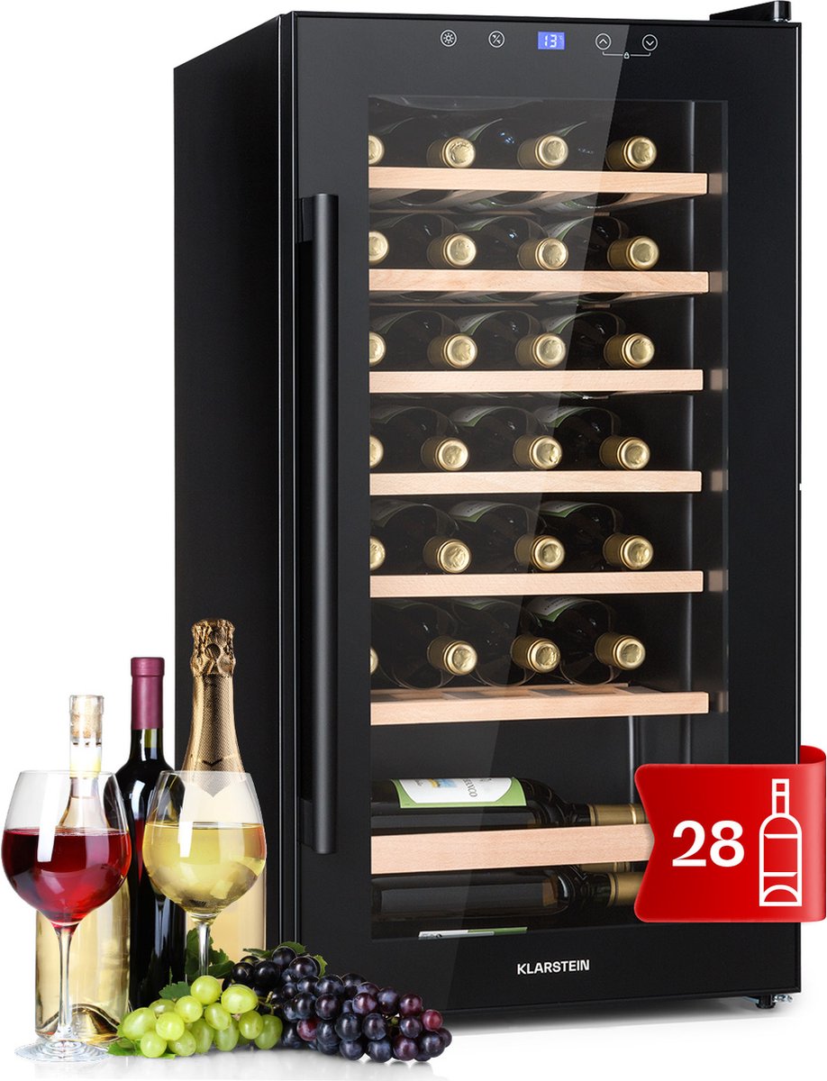 De Klarstein Barossa 29 Uno Wijnkoelkast 88L Zwart in één oogopslag