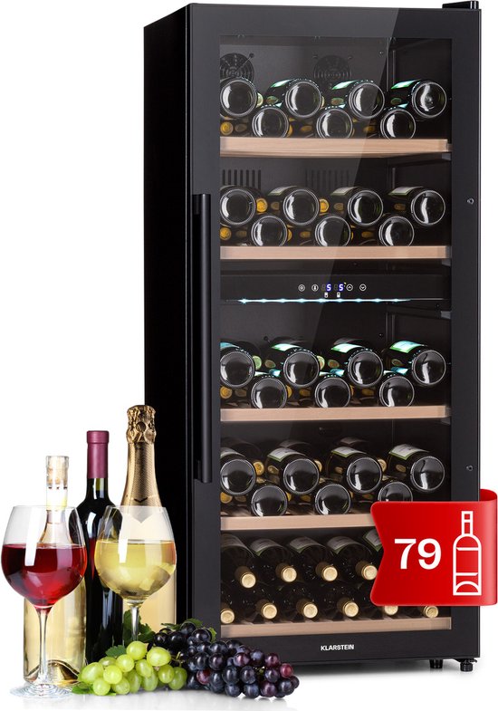 Klarstein Barossa 79 Duo Wijnkoelkast 79 flessen zwart review