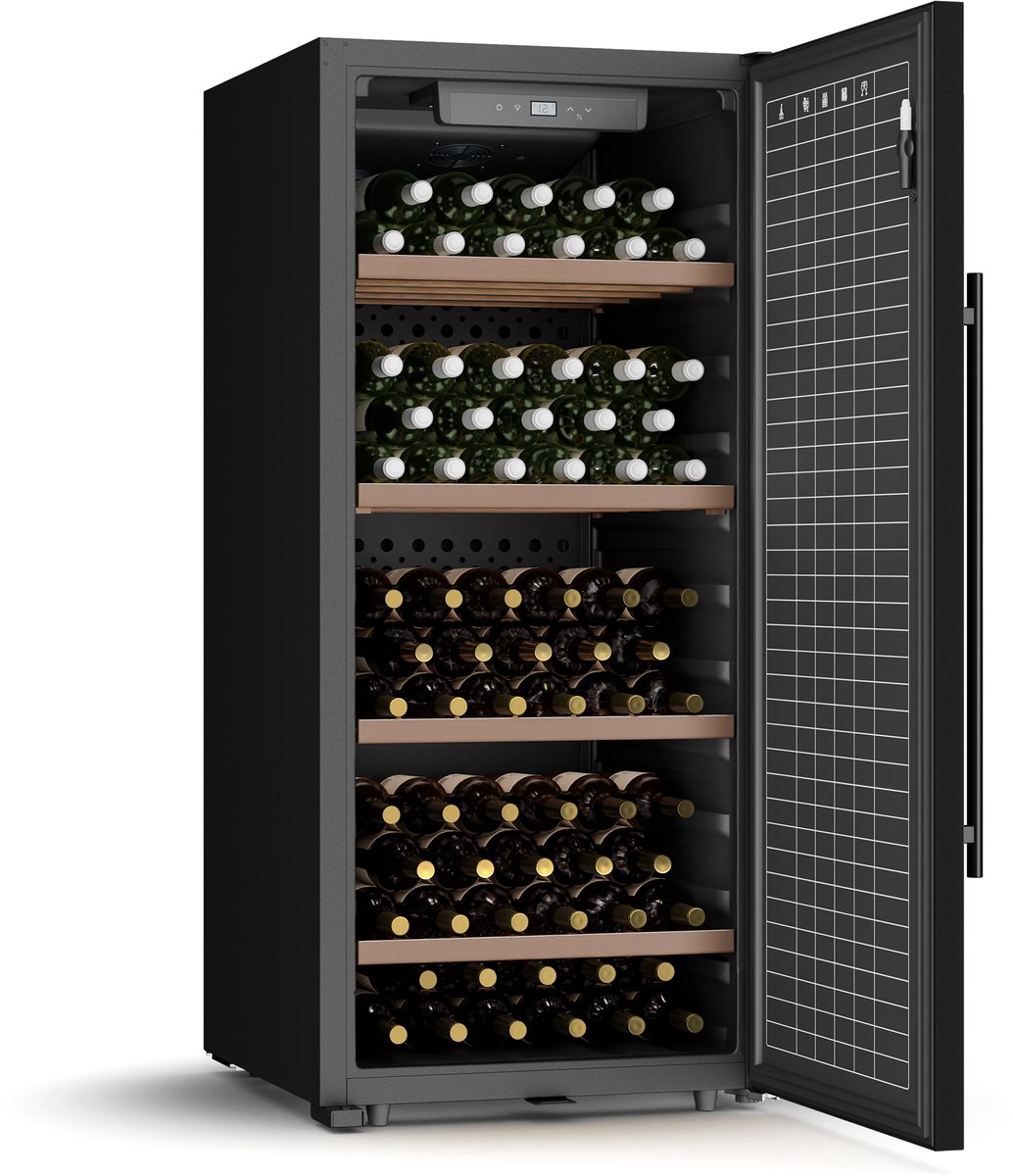 De Klarstein CellarMax vrijstaande wijnkoeler 114 flessen in één oogopslag