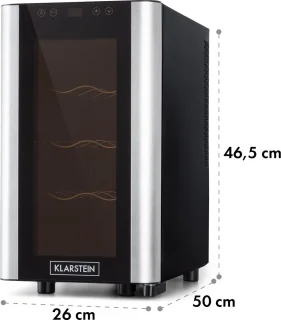 Klarstein Reserva 8 Slim Uno Wijnkoelkast Roestvrij staal