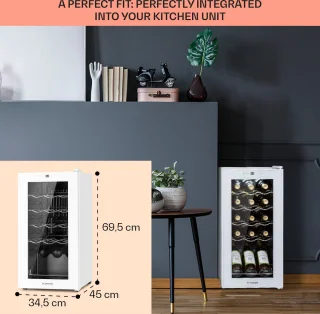 Klarstein Shiraz 15 Slim Uno Wijnkoelkast Wit 44L