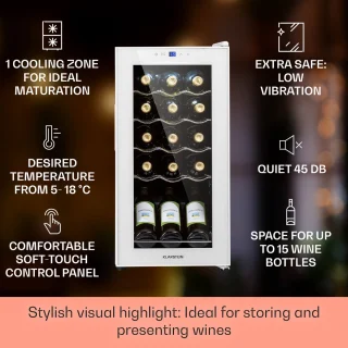 Klarstein Shiraz 15 Slim Uno Wijnkoelkast Wit 44L