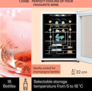 Klarstein Shiraz 16 Quartz Wijnkoelkast 42L Wit Glas