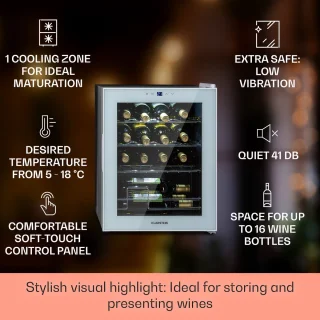 Klarstein Shiraz 16 Quartz Wijnkoelkast 42L Wit Glas